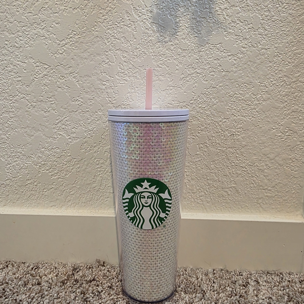 Starbucks Iridescent Tumbler with Light Pink Straw
